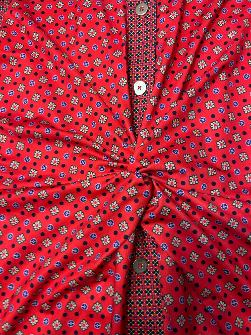 Gretchen Scott Designs Red Printed Midi Shirt Dress - Picture 8 of 13